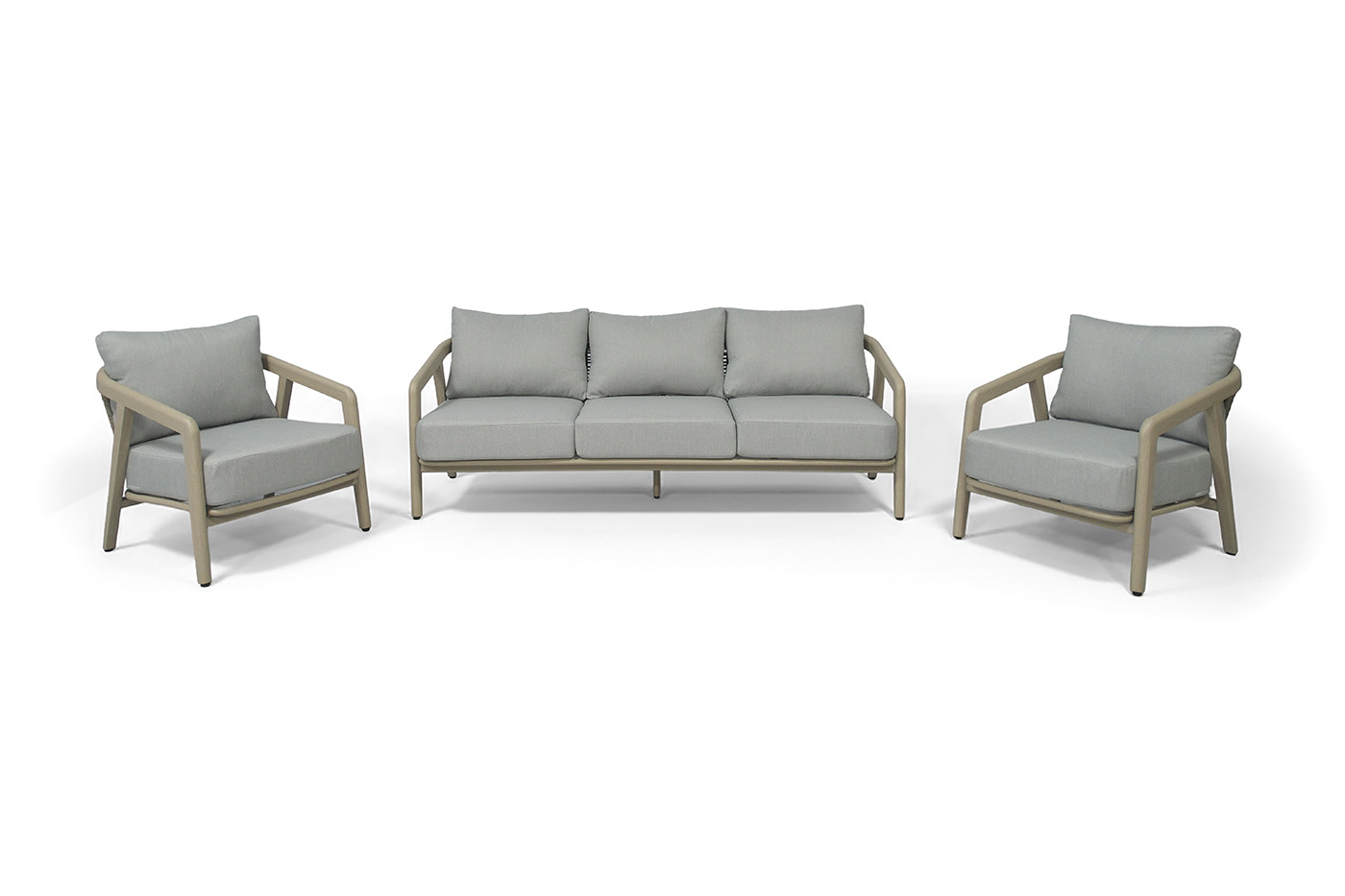 Брюссель лаунж-зона из искусственного ротанга, цвет серый, каркас под дерево (холодно-бежевый) фото 2