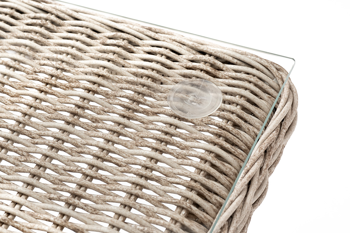 Латте плетеный стол из искусственного ротанга 200х90см, цвет бежевый фото 5