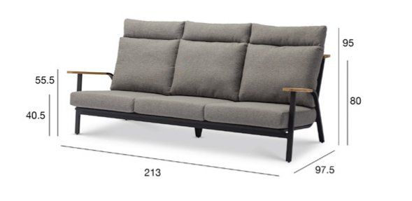 Комплект лаунж мебели Malmo Brafritid с 3-х местным диваном,антрацит/зелёный, алюминий фото 6