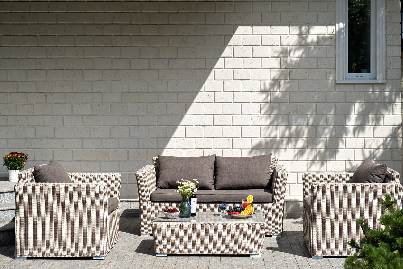 Капучино Сингл лаунж-зона из искусственного ротанга, цвет бежевый фото 4