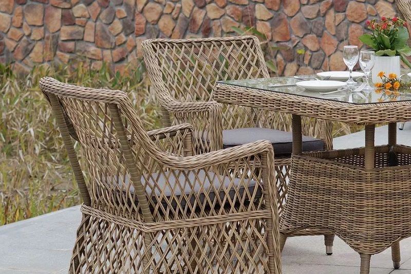 Плетеная обеденная группа Айриш 4SIS из искусственного ротанга, цвет соломенный фото 4
