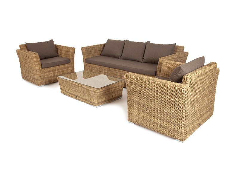 Лаунж-зона Капучино 4SIS из искусственного ротанга, цвет соломенный фото 1