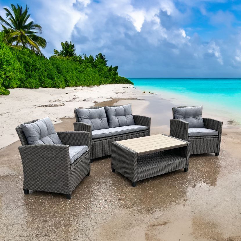 Плетеный комплект мебелис диваном AFM-804G Dark Grey фото 1