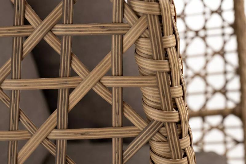 Подвесное кресло Флоренция 4SIS из искусственного ротанга, цвет соломенный с серо-коричневой подушкой фото 4