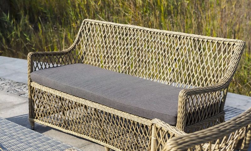 Диван двухместный Латте 4SIS из искусственного ротанга, цвет соломенный фото 5