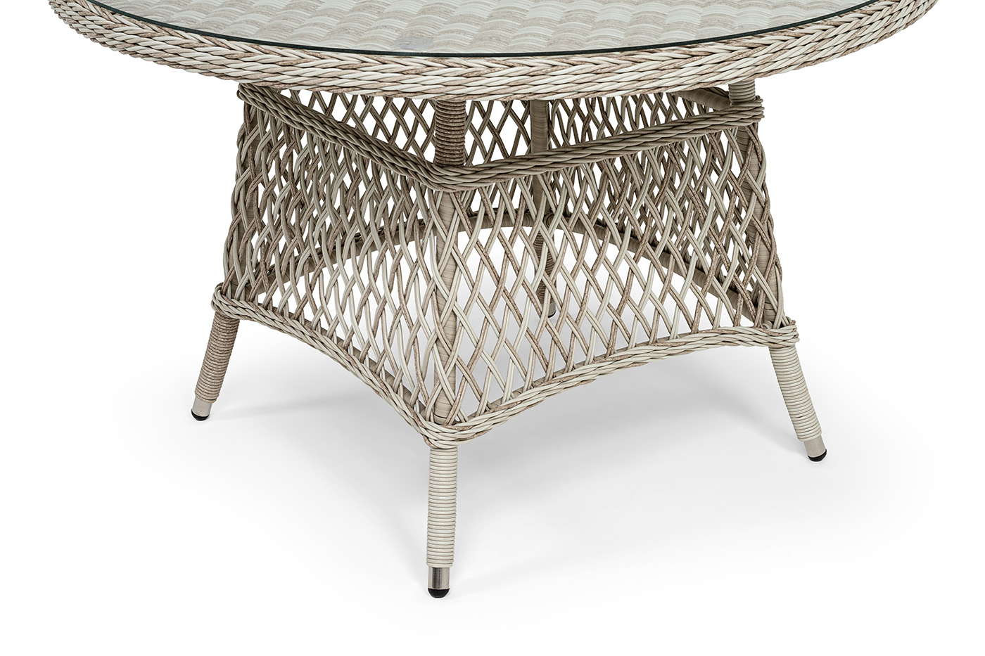 Эспрессо плетеный круглый стол, диаметр 118 см, цвет бежевый фото 3