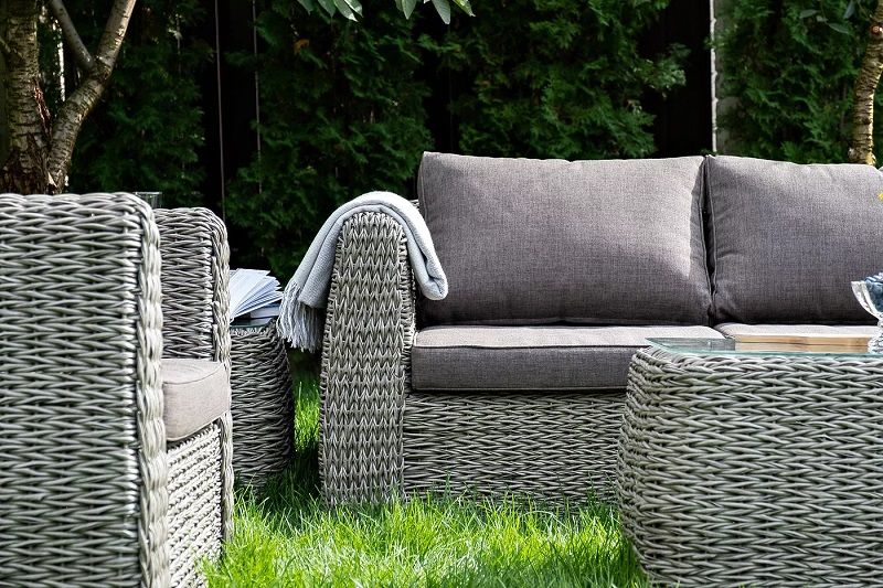 Диван трехместный Кальяри 4SIS из искусственного ротанга (гиацинт), цвет серый фото 5