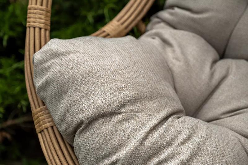 Подвесное кресло Венеция 4SIS из искусственного ротанга, цвет соломенный с бежевой подушкой фото 5