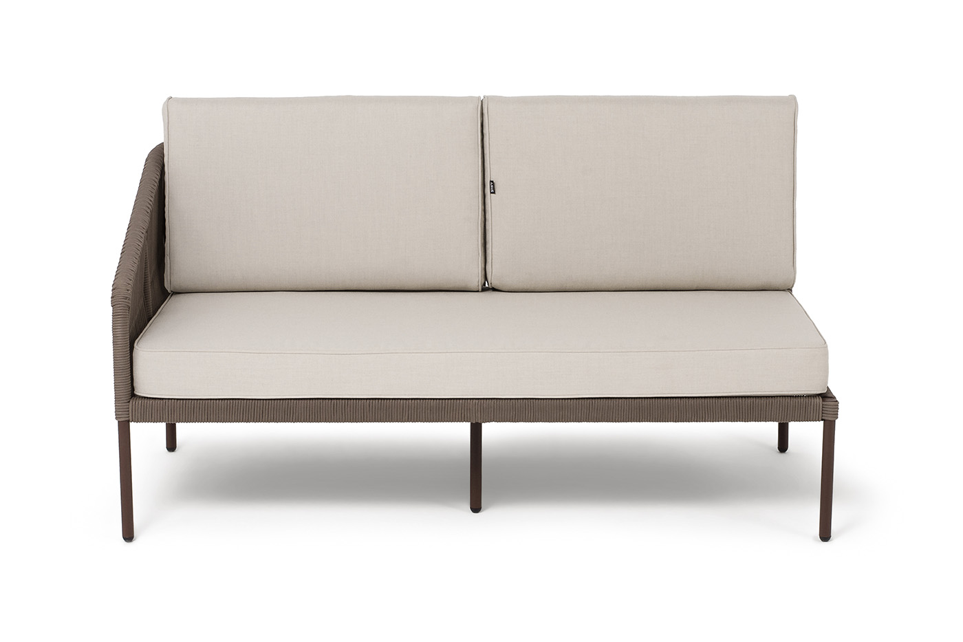 Канны правый модуль плетеный из роупа, каркас алюминий коричневый (RAL8016) муар, роуп коричневый круглый, ткань бежевая 15052 фото 2