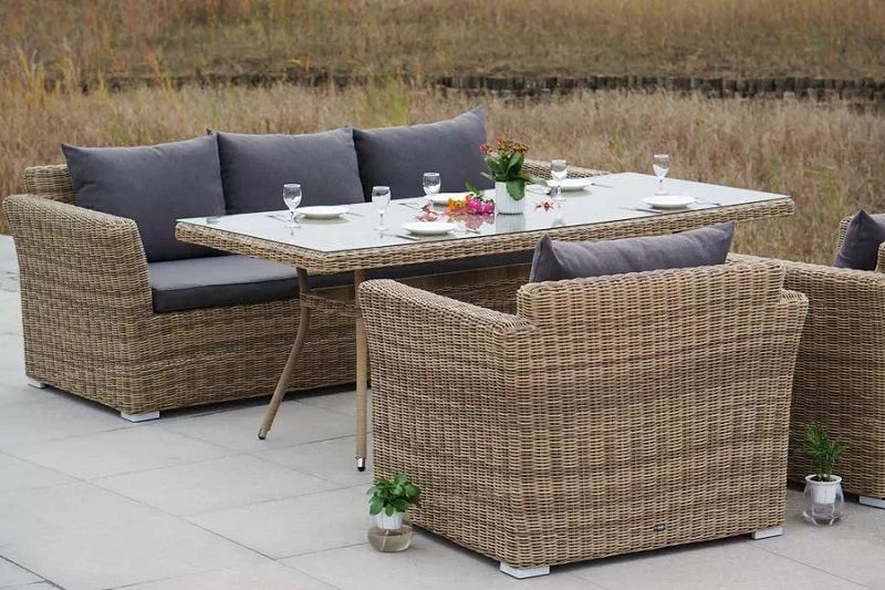 Обеденная группа Моккачино 4SIS из искусственного ротанга, цвет соломенный фото 6