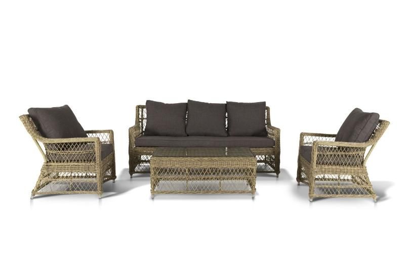 Лаунж-зона Гранд Латте 4SIS из искусственного ротанга, цвет соломенный фото 2