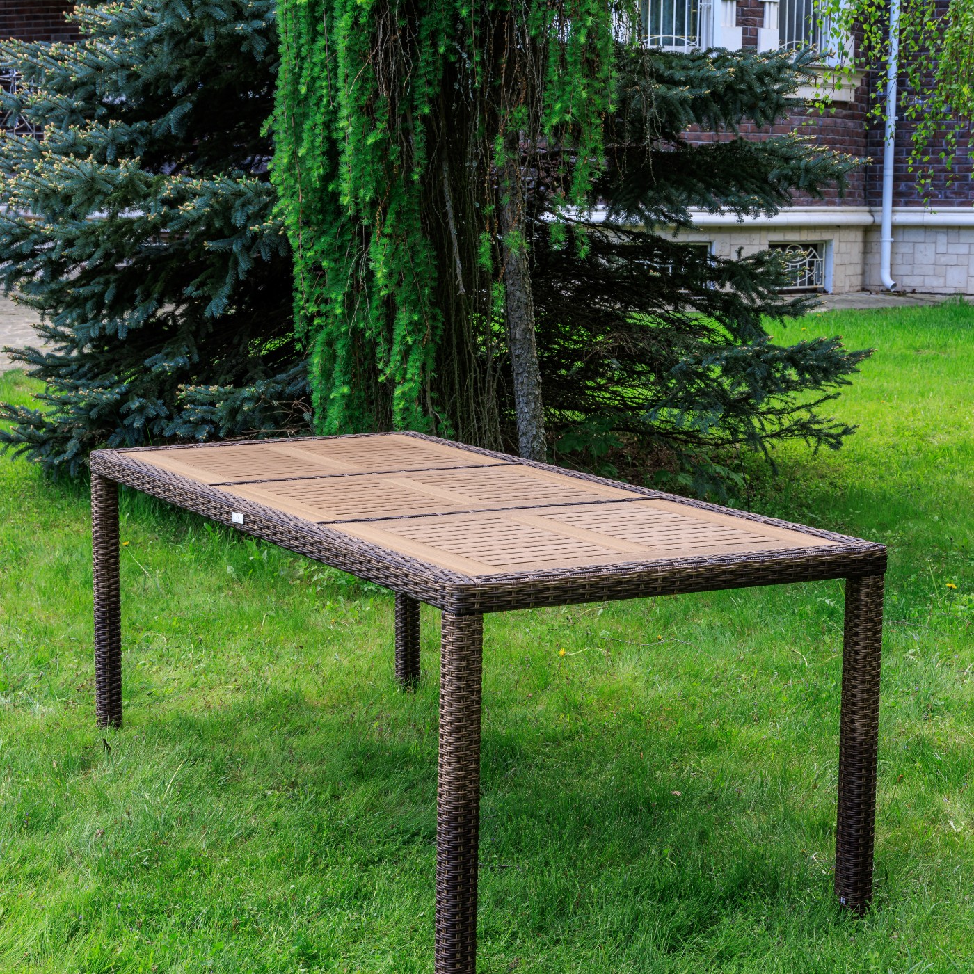 Обеденный стол Amelia Royal Family из искусственного ротанга 200 см, цвет коричневый фото 2