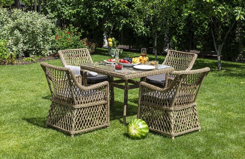 Плетеный стол Айриш 4SIS из искусственного ротанга, цвет соломенный фото 6