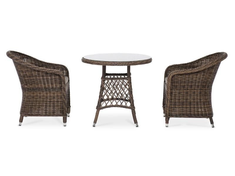 Обеденная группа Эспрессо–80 R 4SIS из искусственного ротанга, цвет коричневый фото 3