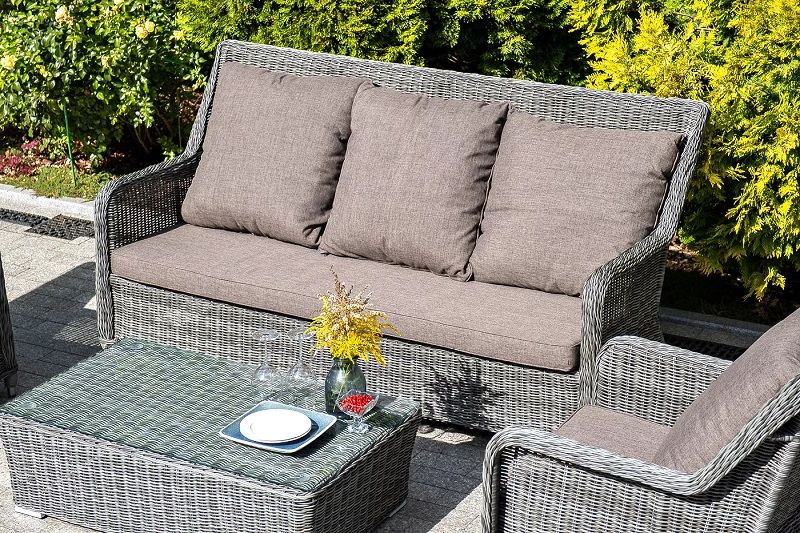 Диван трехместный Гляссе 4SIS из искусственного ротанга, цвет графит фото 7