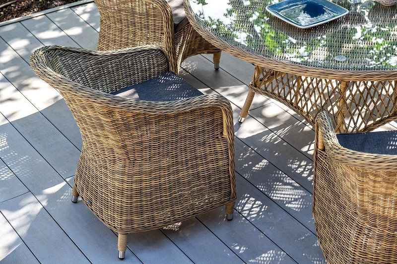 Обеденная группа Эспрессо-150 R 4SIS из искусственного ротанга, цвет соломенный фото 5