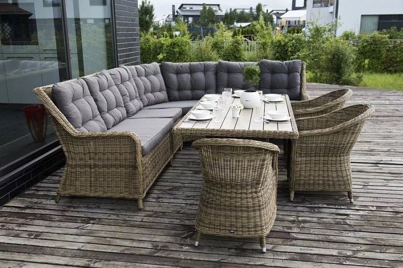 Обеденная группа Бергамо 4SIS из искусственного ротанга, цвет соломенный фото 6