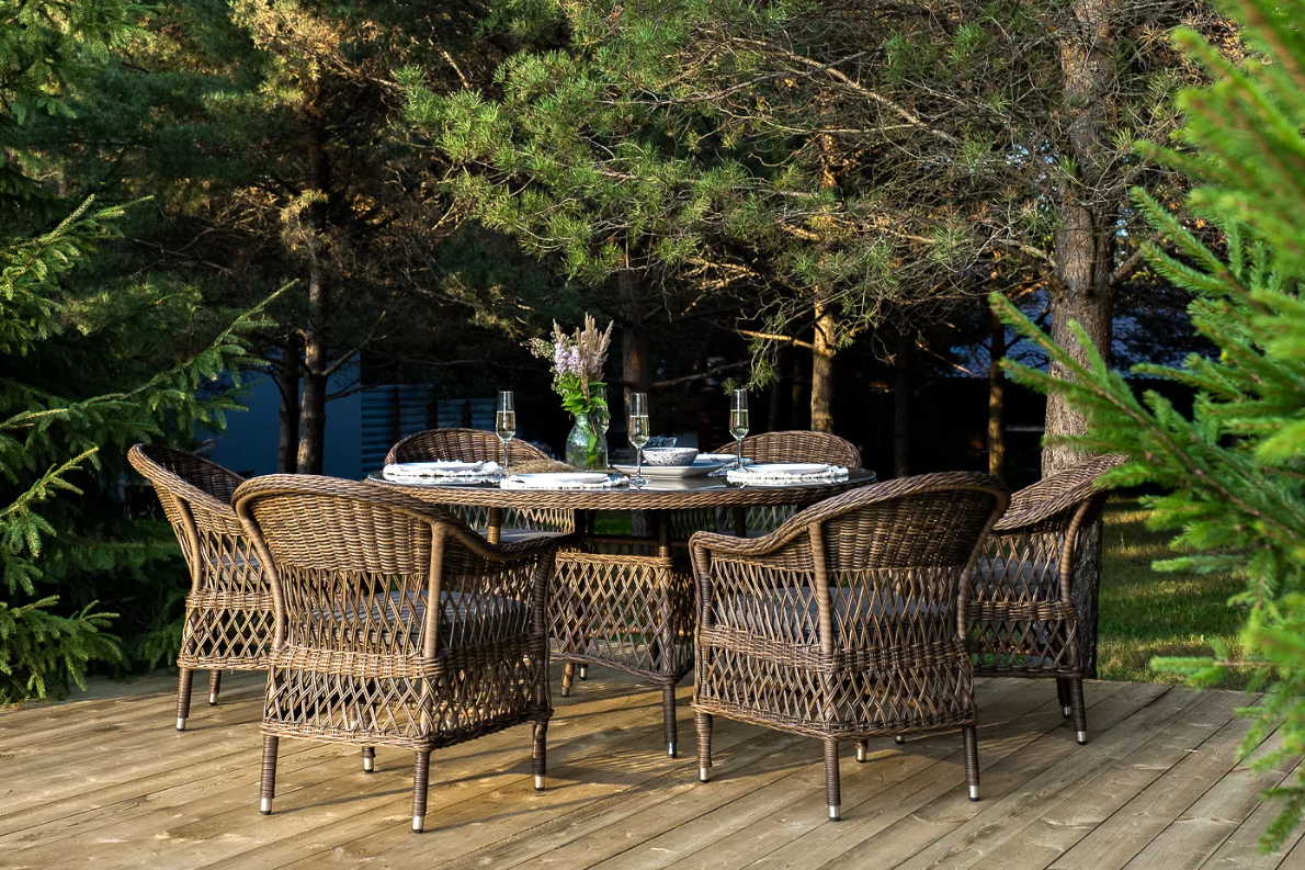 Обеденная Эспрессо–150 S 4SIS группа плетеная, цвет коричневый фото 2