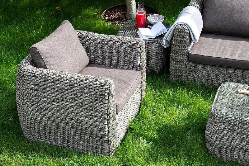 Столик кофейный Кальяри 4SIS из искусственного ротанга (гиацинт), цвет серый фото 6