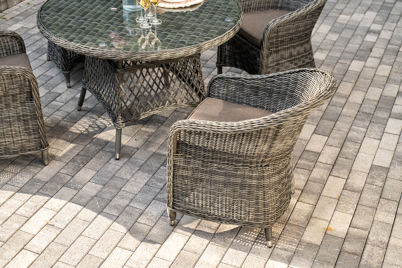 Равенна обеденная группа плетеная, цвет графит фото 5