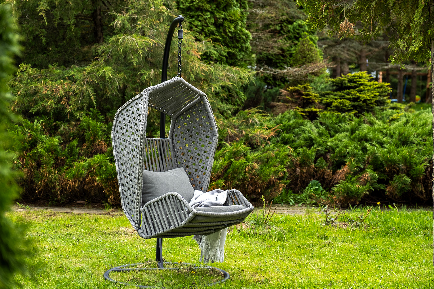 Капри подвесное кресло из искусственного ротанга, цвет серый фото 1