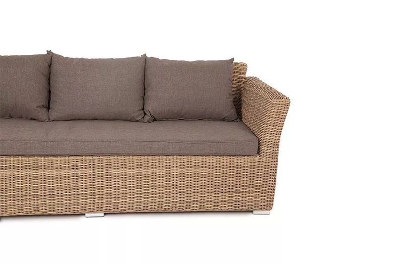 Диван трехместный Капучино 4SIS из искусственного ротанга, цвет соломенный фото 4