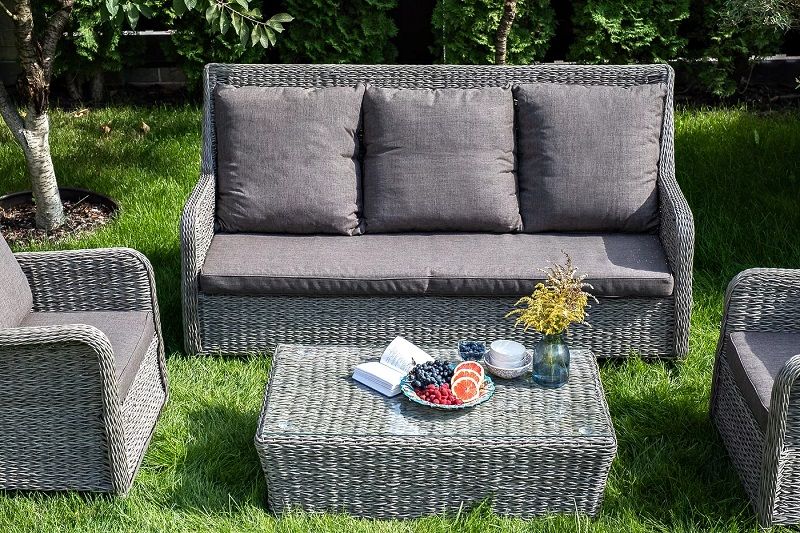 Лаунж-зона Гляссе 4SIS из искусственного ротанга (гиацинт), цвет графит фото 7