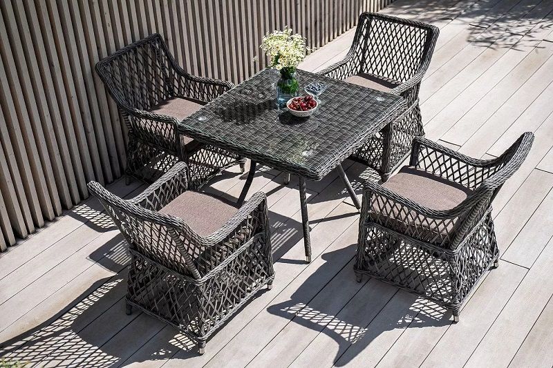 Плетеная обеденная группа Айриш 4SIS из искусственного ротанга, цвет графит фото 5