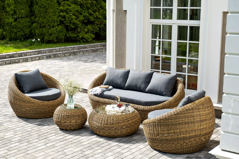 Лаунж-Зона Барселона 4SIS из искусственного ротанга, цвет соломенный фото 3