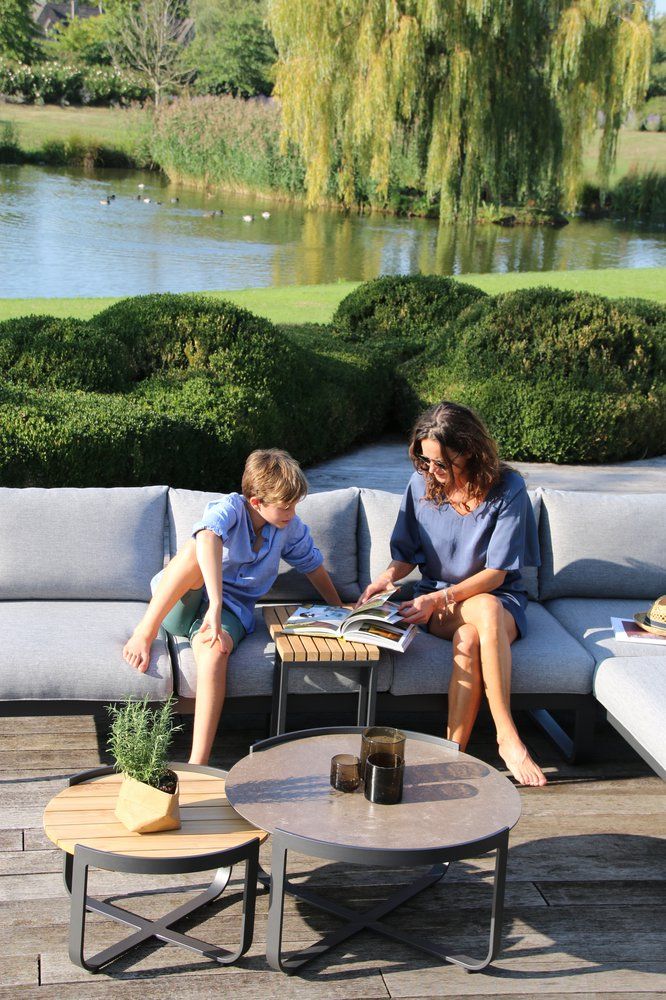 Кофейный столик Boden Brafritid антрацит/натуральный, алюминий/тик фото 7