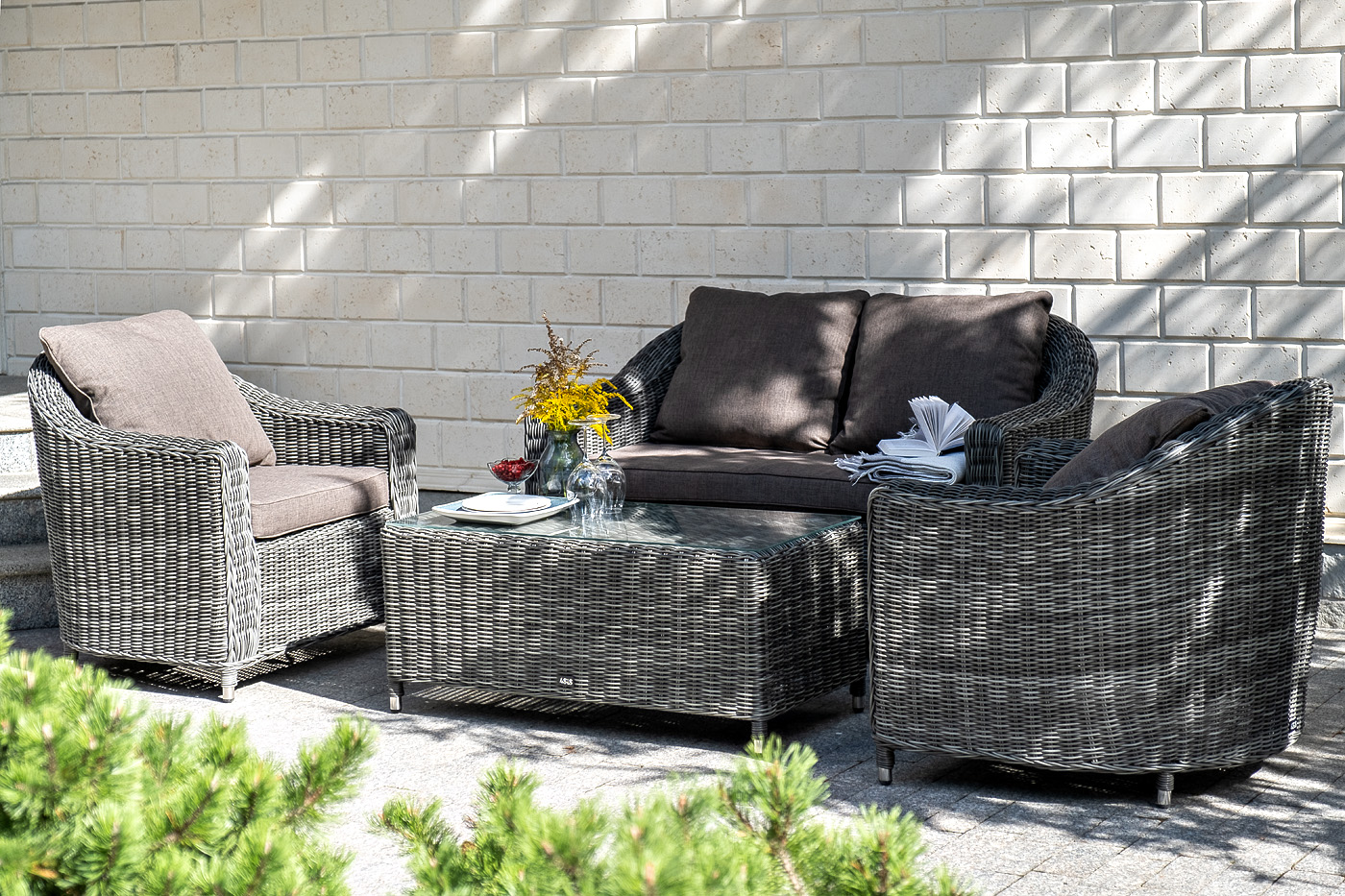 Кон Панна столик журнальный из искусственного ротанга, цвет графит фото 6