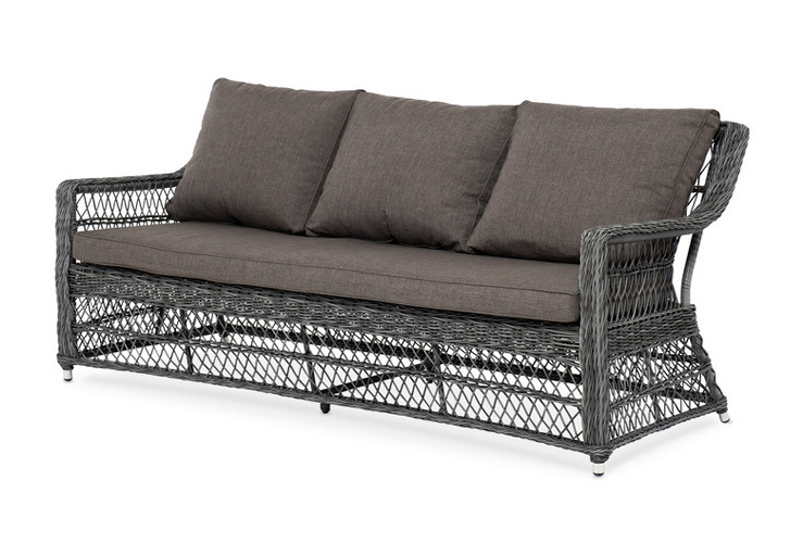 Гранд Латте диван трехместный из искусственного ротанга, цвет графит фото 1