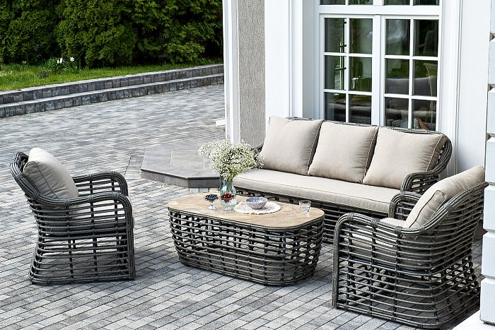 Лаунж-Зона Ницца 4SIS из искусственного ротанга, цвет серый фото 1