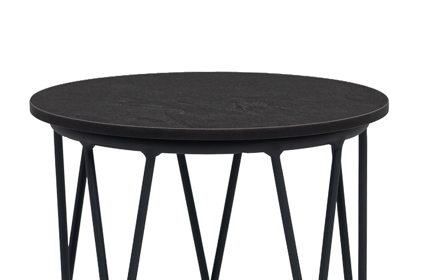 Перу журнальный стол из HPL круглый Ø40 H55, каркас из алюминия темно-серый (RAL 7024) муар, цвет столешницы серый гранит фото 2