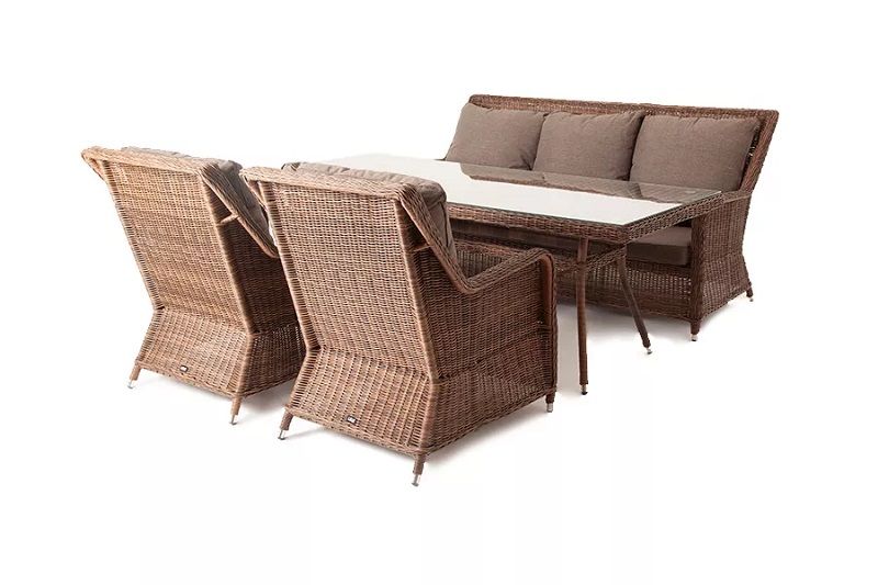 Обеденная группа Гляссе 4SIS из искусственного ротанга, цвет коричневый фото 5