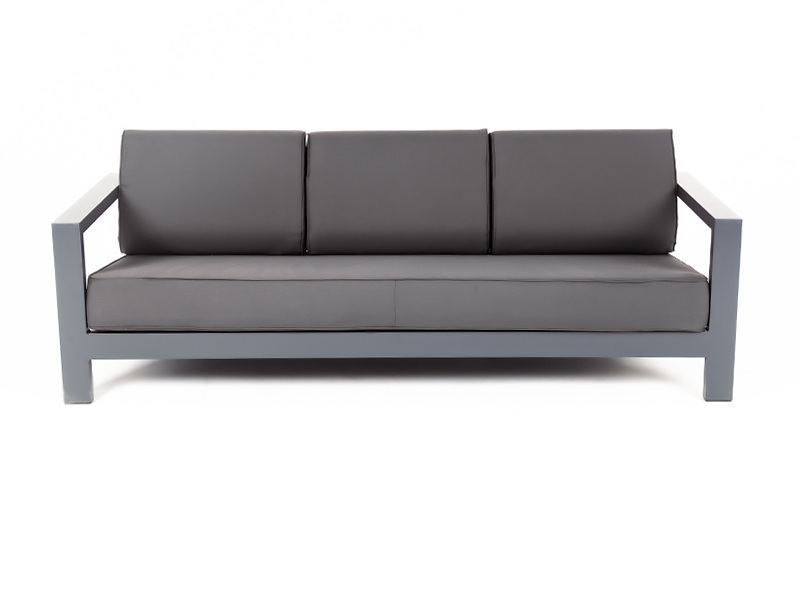 Гранада диван 3-местный, каркас алюминий темно-серый (RAL7024) шагрень, ткань темно-серая 027 фото 2