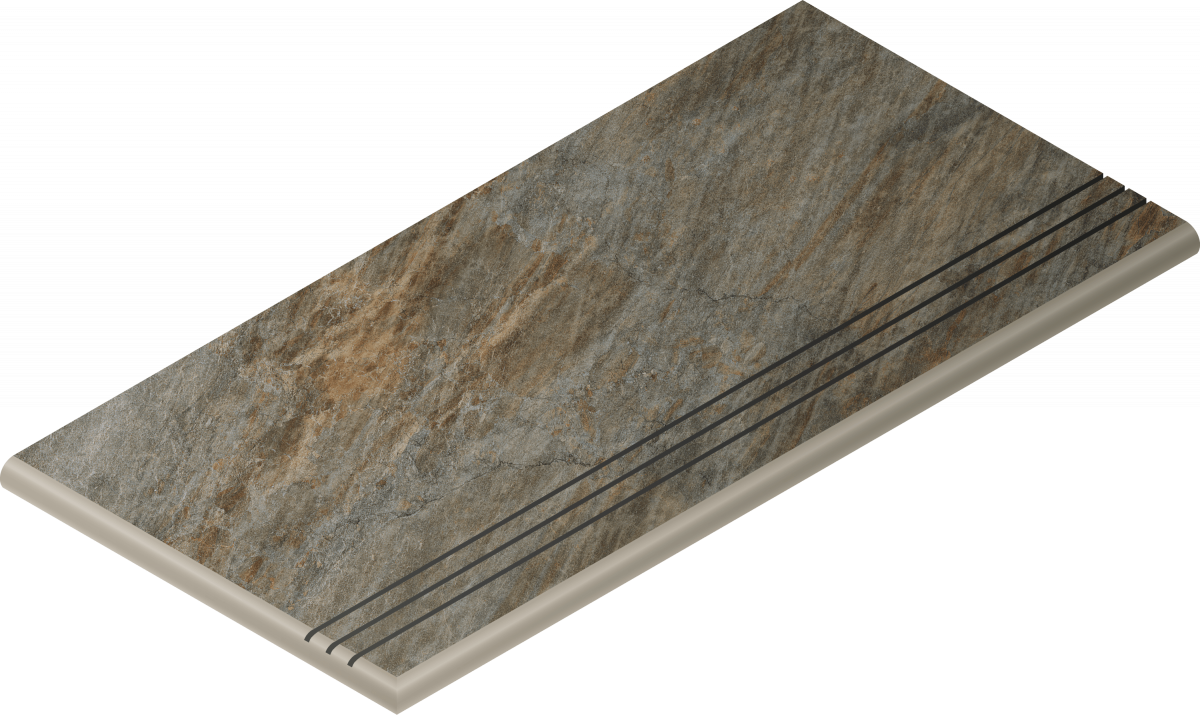 Керамогранитная ступень Italon Манетик X2 Дарк Закругленная Грип Левая 30X60 фото 1
