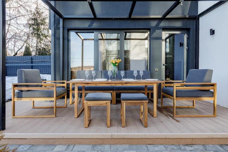 Обеденный комплект Brooklyn Royal Family из дерева, цвет серый фото 2