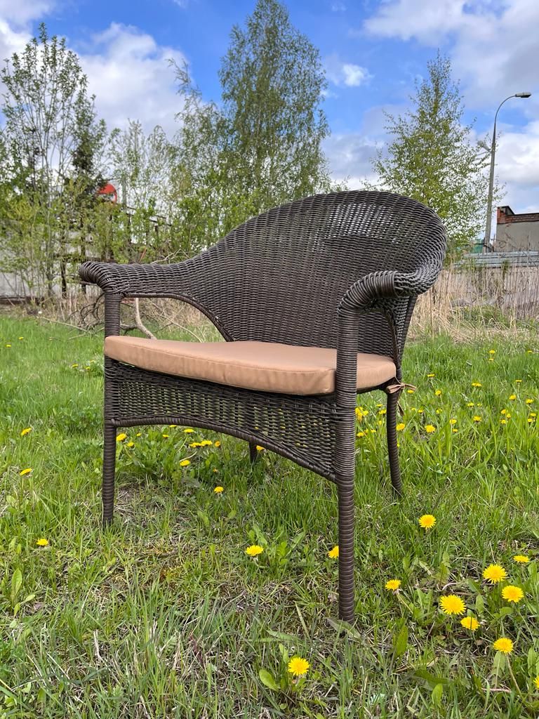 Плетеное кресло LV-140B-Brown с подушкой в комплекте фото 1
