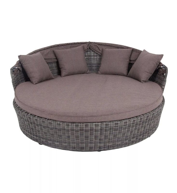 Плетеная кровать круглая Стильяно 4SIS из искусственного ротанга, цвет графит фото 6