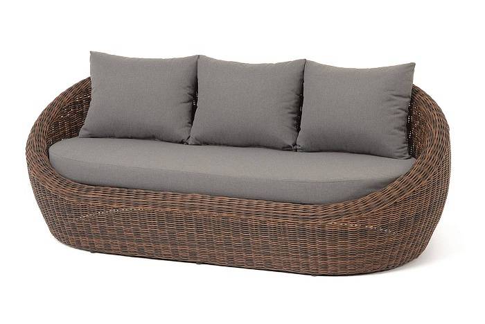 Диван Барселона 4SIS из искусственного ротанга трехместный, цвет коричневый фото 1