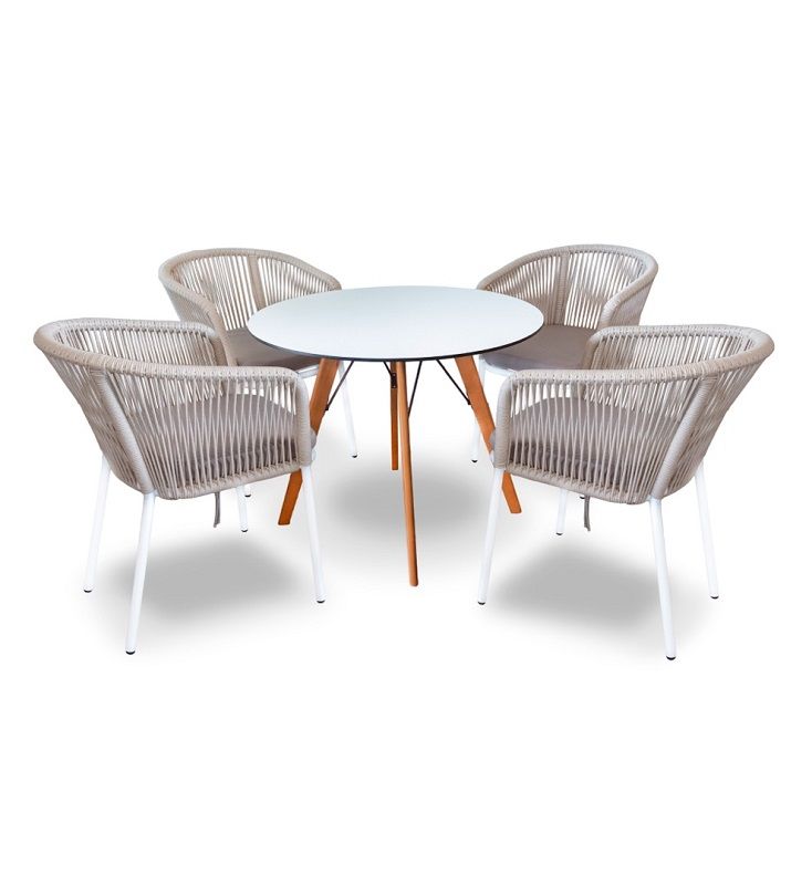 Обеденная группа Франческо 4SIS из роупа (веревки), цвет бежевый фото 1