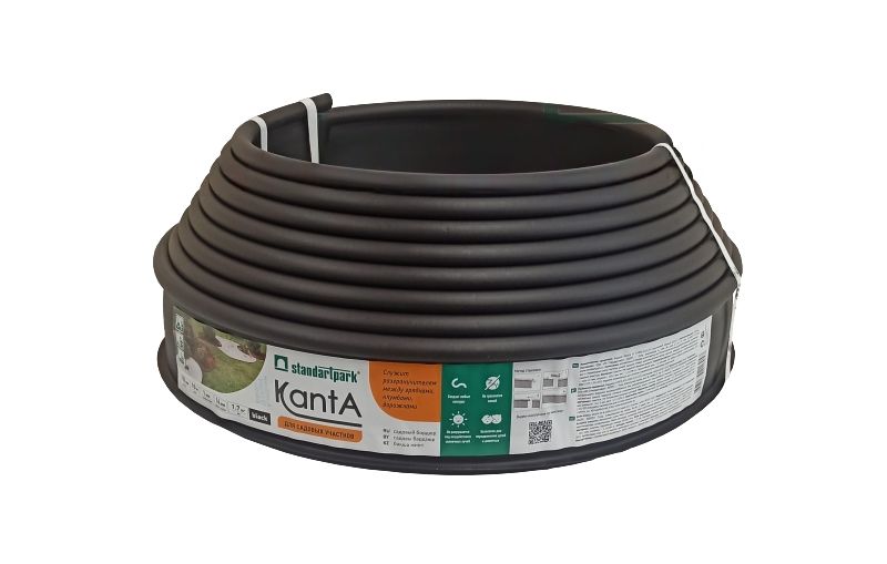 Бордюр садовый KANTA Standartpark SP Б-1000.10.02-ПП пластиковый (Модернизированный кантри) черный 82552-Ч фото 1