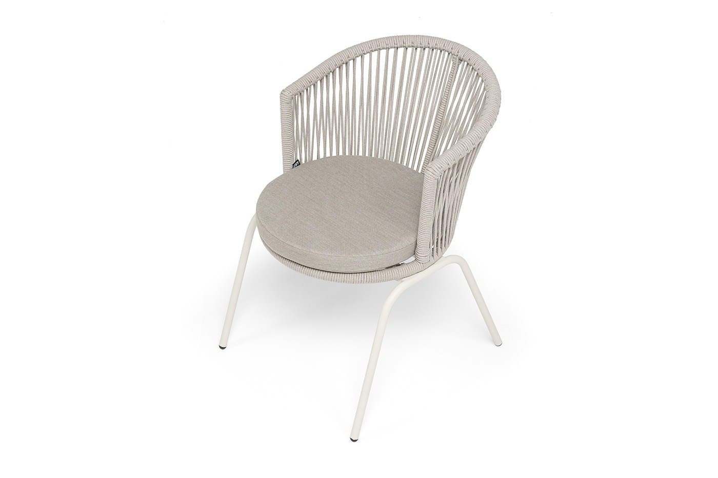 Люксембург стул плетеный из роупа, каркас из стали (RAL1013) муар, роуп бежевый круглый, ткань бежевая 15052 фото 4