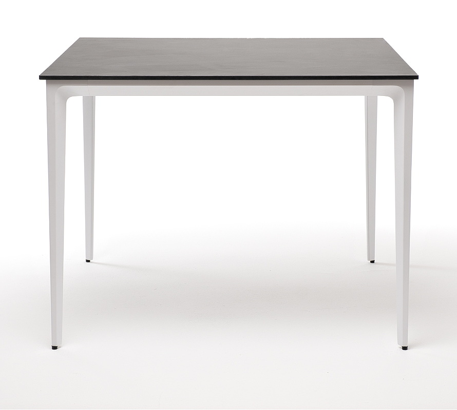 Малага обеденный стол из HPL 90х90см, цвет серый гранит, каркас белый фото 2
