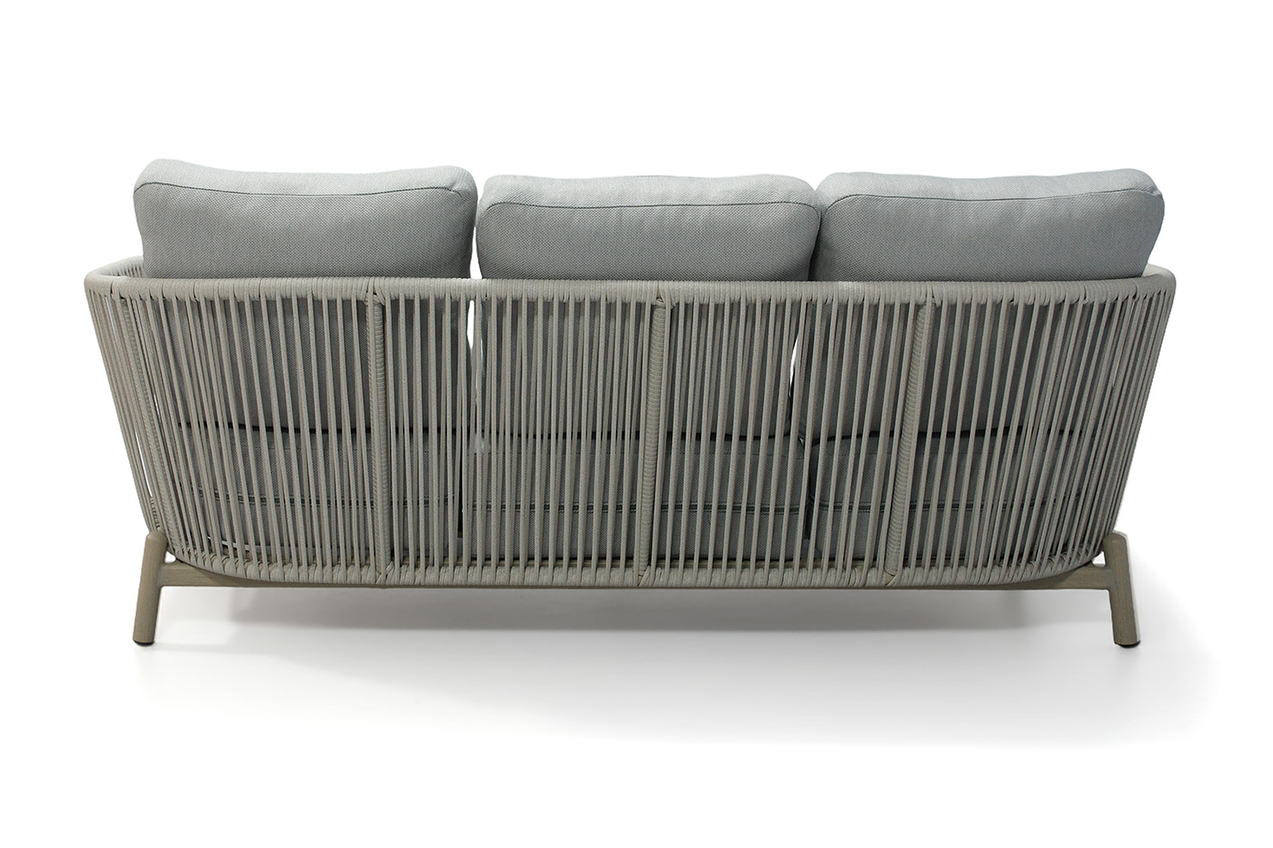 Прато диван трехместный из искусственного ротанга, цвет светло-серый, каркас под дерево (холодно-бежевый) фото 4