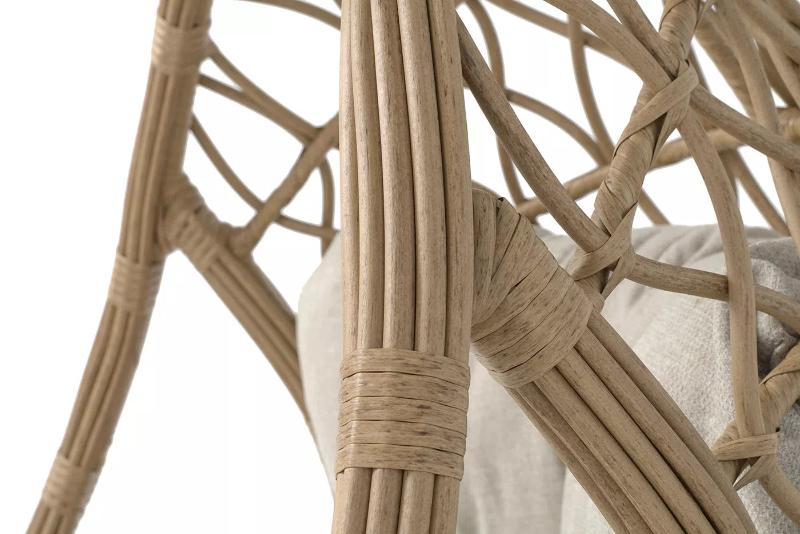 Подвесное кресло Венеция 4SIS из искусственного ротанга, цвет соломенный с бежевой подушкой фото 2