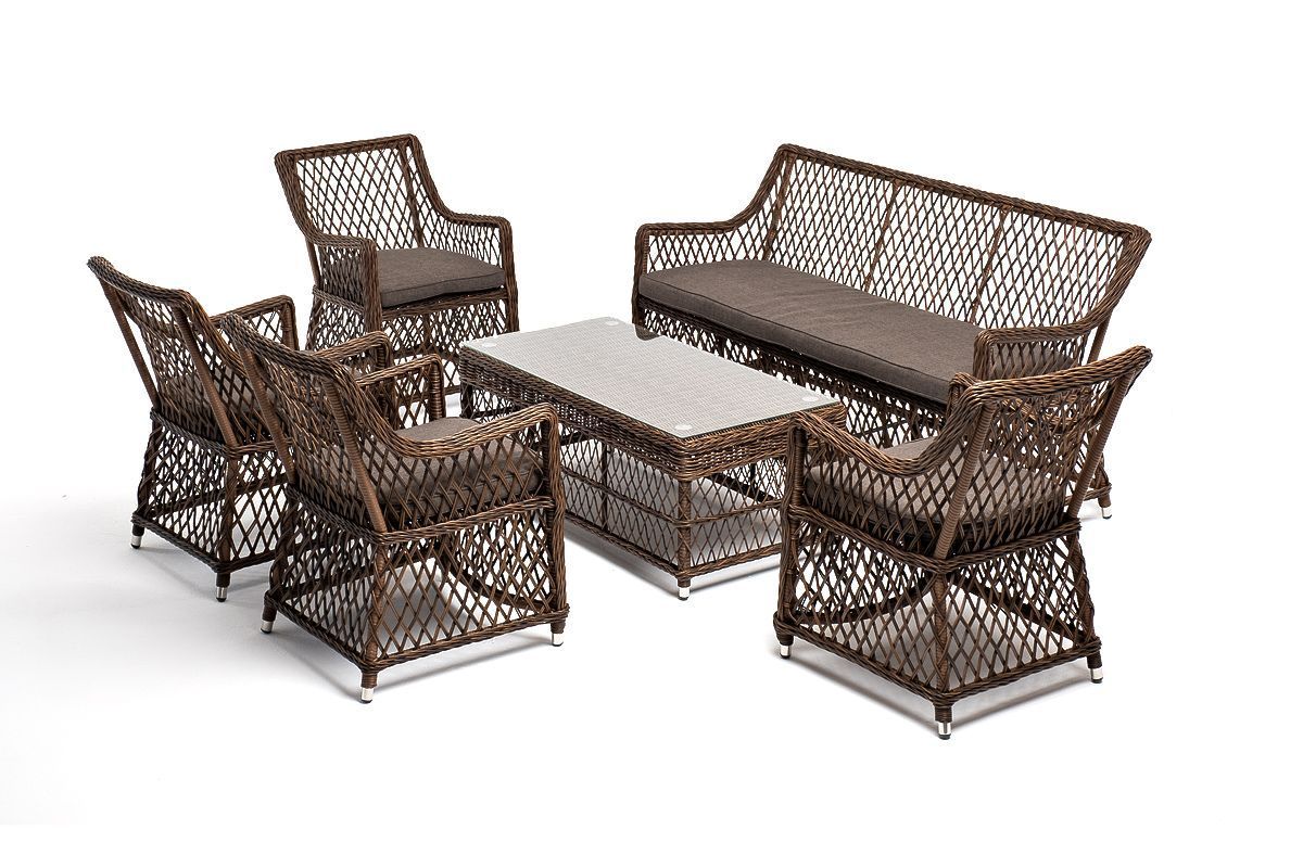 Лаунж-зона Асти 4SIS из искусственного ротанга, цвет коричневый 6 персон фото 2