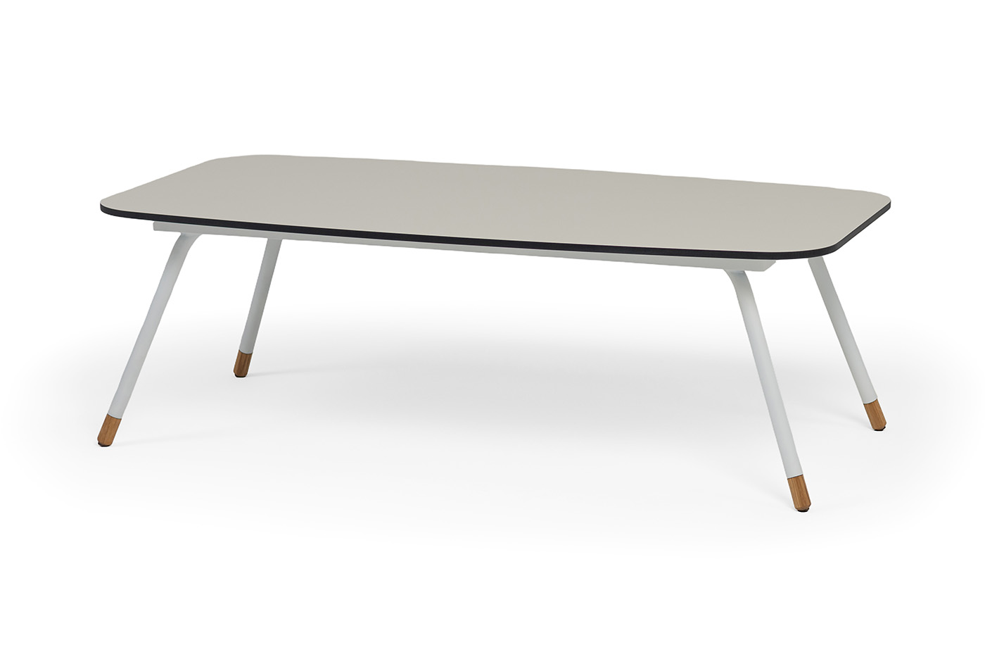 Верона журнальный стол из HPL 120х65, H40, каркас белый муар, цвет столешницы крем фото 2