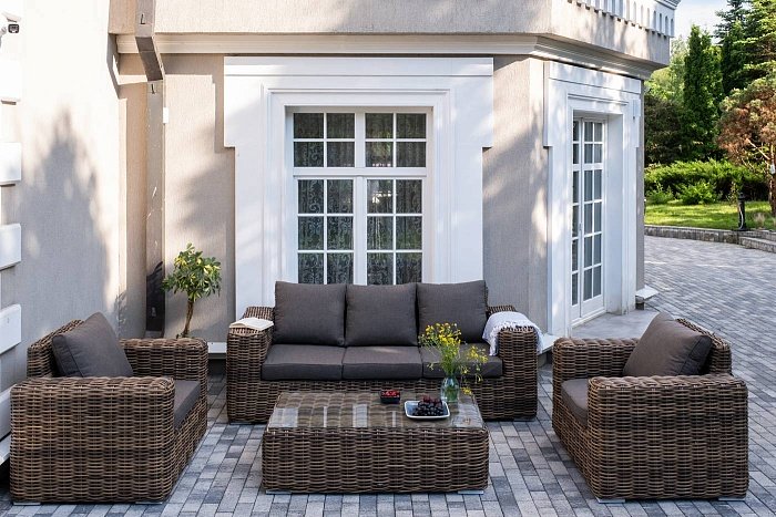 Лаунж-Зона Палермо 4SIS из искусственного ротанга, цвет соломенный фото 1